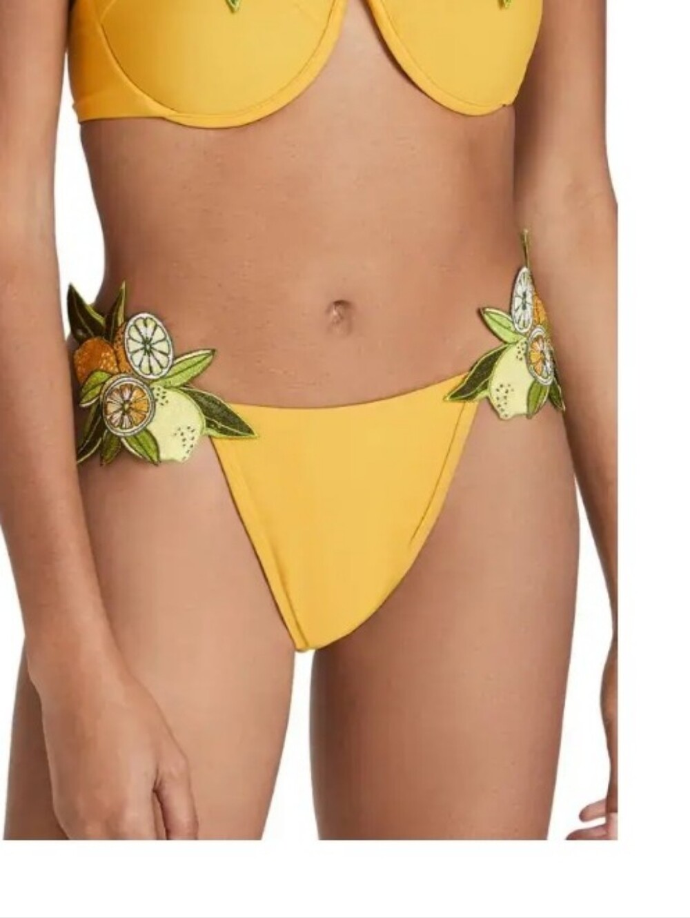 Andrea Iyamah Nwt Mona Embroidered Bikini Bottom in Mustard Size Small